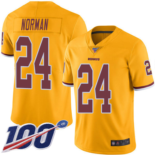 Washington Redskins Limited Gold Youth Josh Norman Jersey NFL Football #24 100th Season Rush Vapor->youth nfl jersey->Youth Jersey